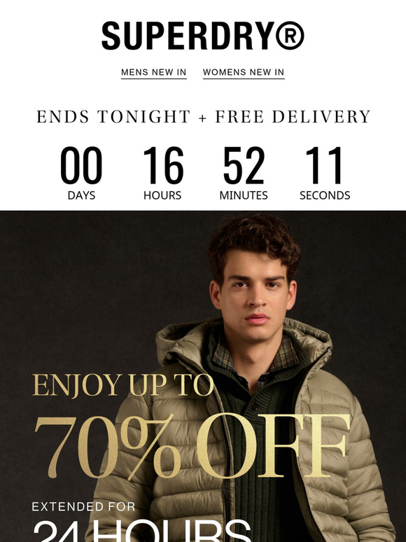 Extended for 24 Hours: Up to 70% Off Ends Tonight
