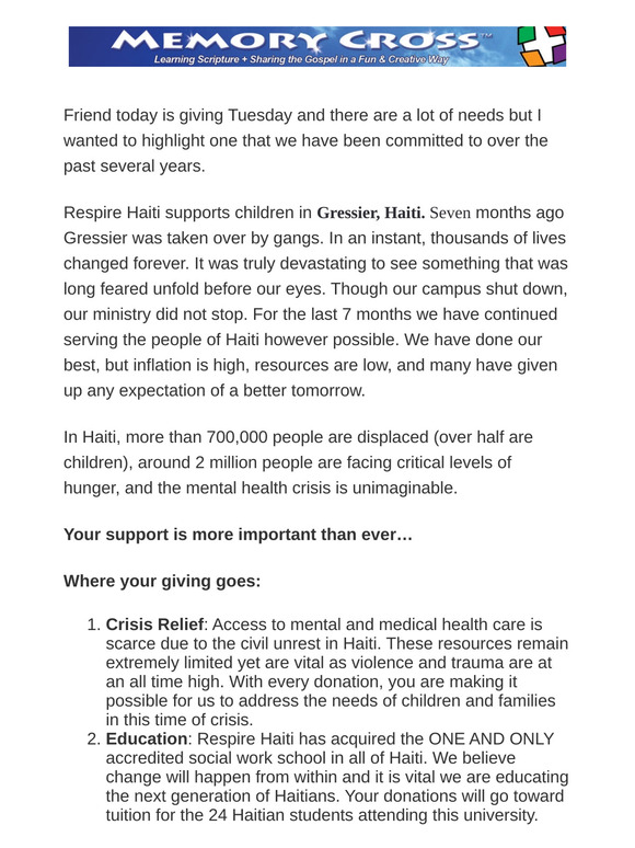 Respire Haiti needs your help on this giving Tuesday