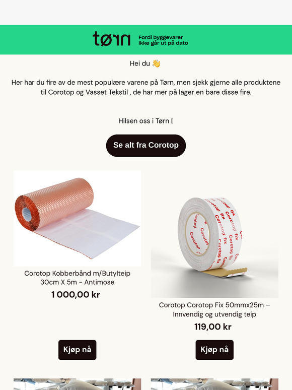 Corotop Mønerull 1000kr og 2X Thermodyne til 1106kr