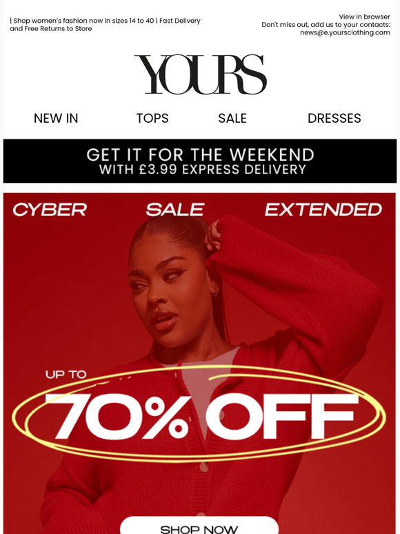 Up to 70% off Extended!