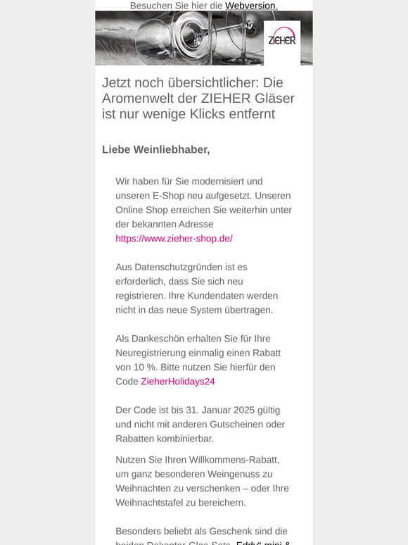 Willkommen im neuen Zieher E-Shop