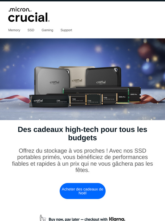 Notre guide des cadeaux de Noël Crucial est arrivé !