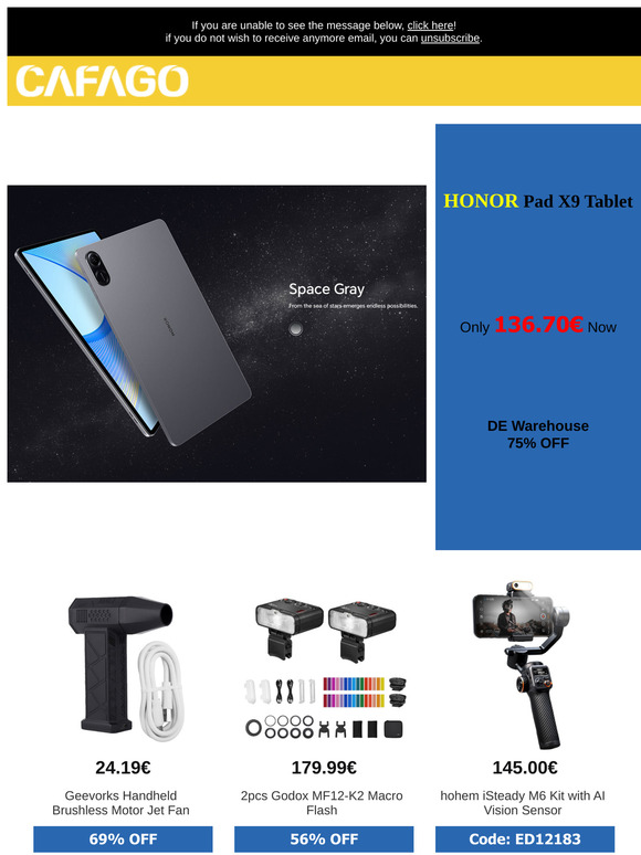 Today's Special: Add Some Fun to Your Basket! Honor Pad X9 Tablet now only 136€!!!