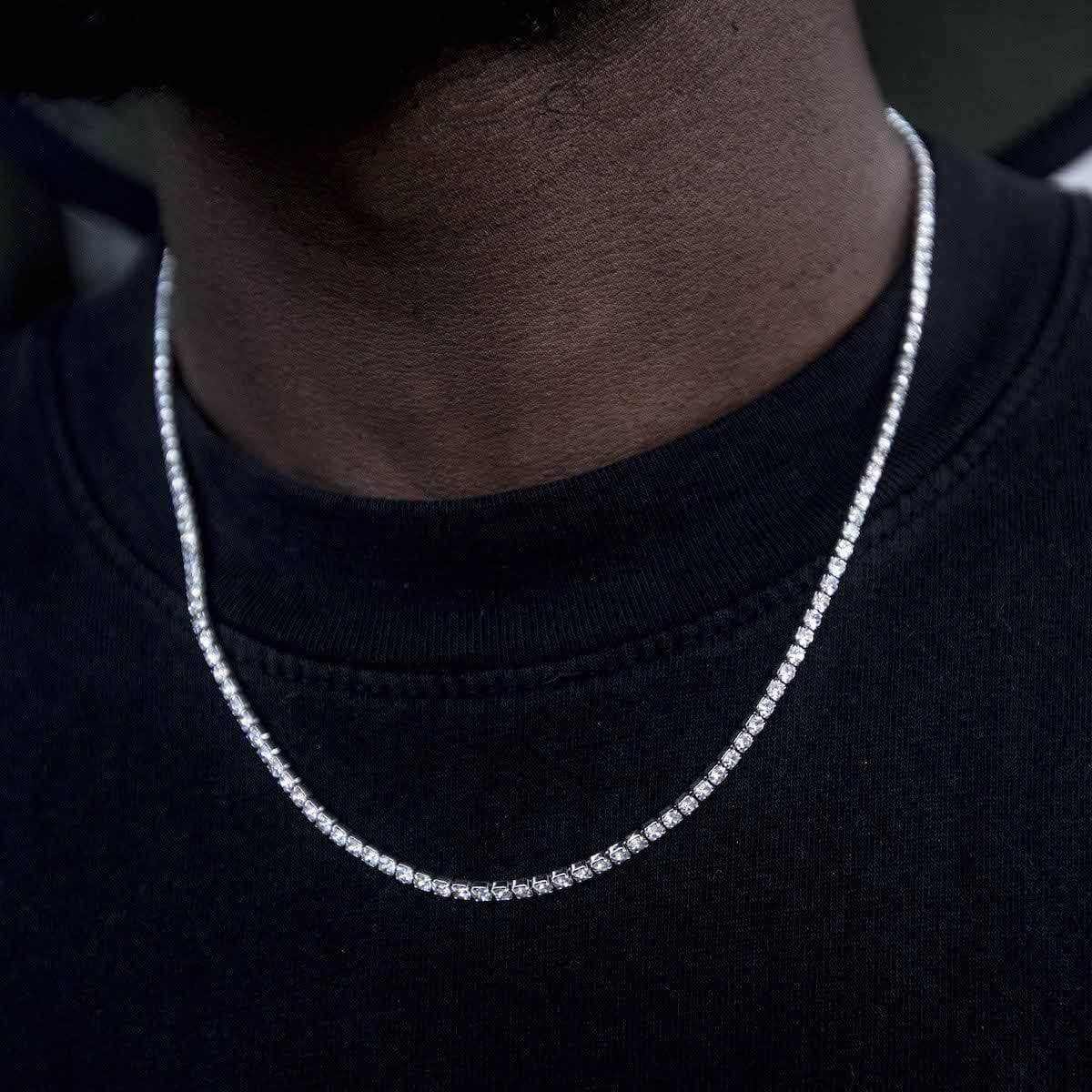 Image of Micro Tennis Necklace in White Gold