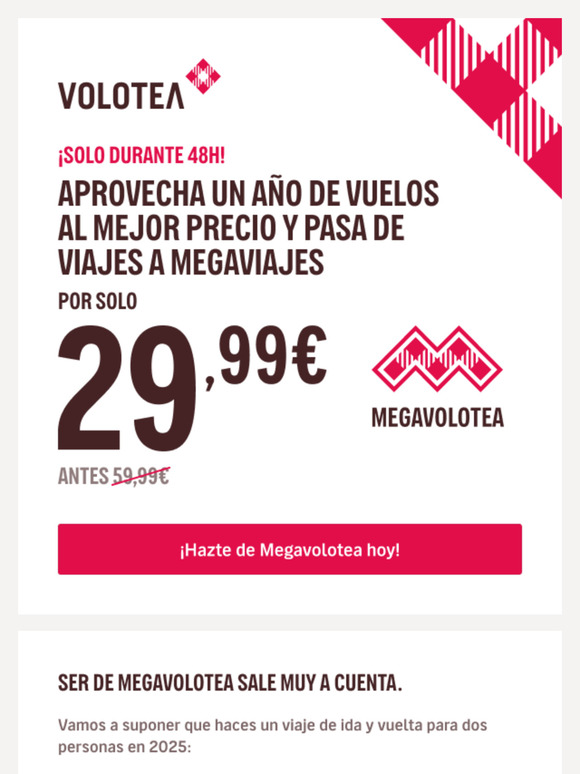 ¡Durante 48h! Un año de Megavolotea por solo 29,99€