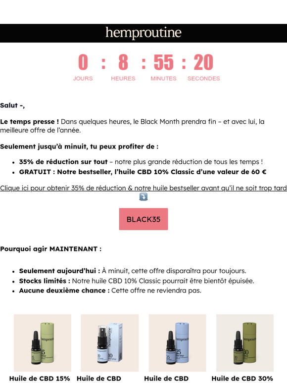 ⏳ Moins de quelques heures : 35% de réduction & un produit GRATUIT !