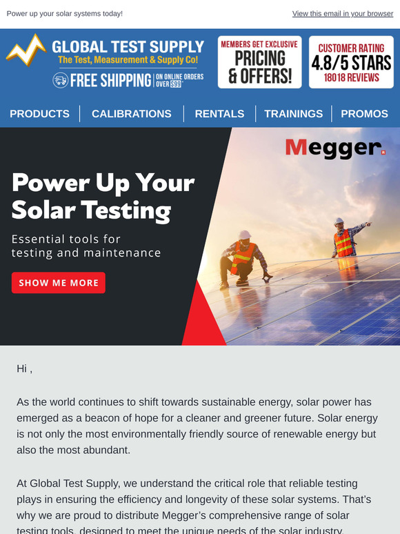 Solar Success with Megger Testing Tools !