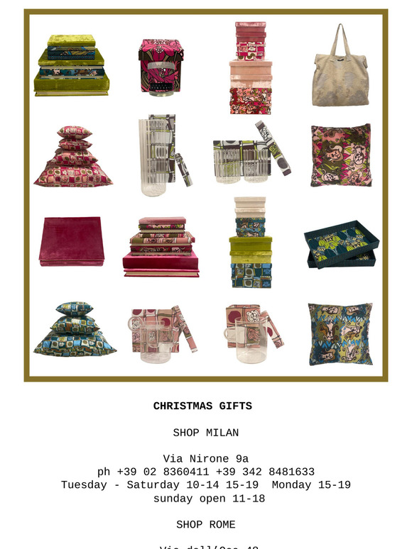 LAURA URBINATI  - CHRISTMAS GIFTS Milan - Rome - Eshop