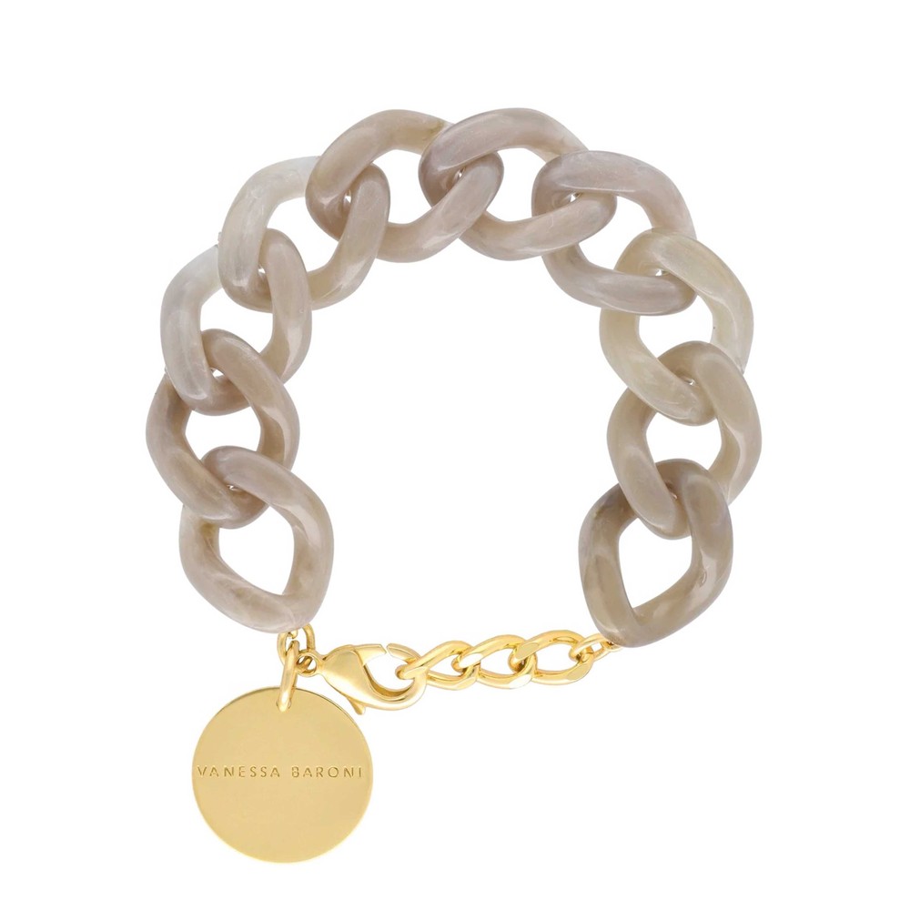 Image of Mini Flat Chain Bracelet - Greige Marble