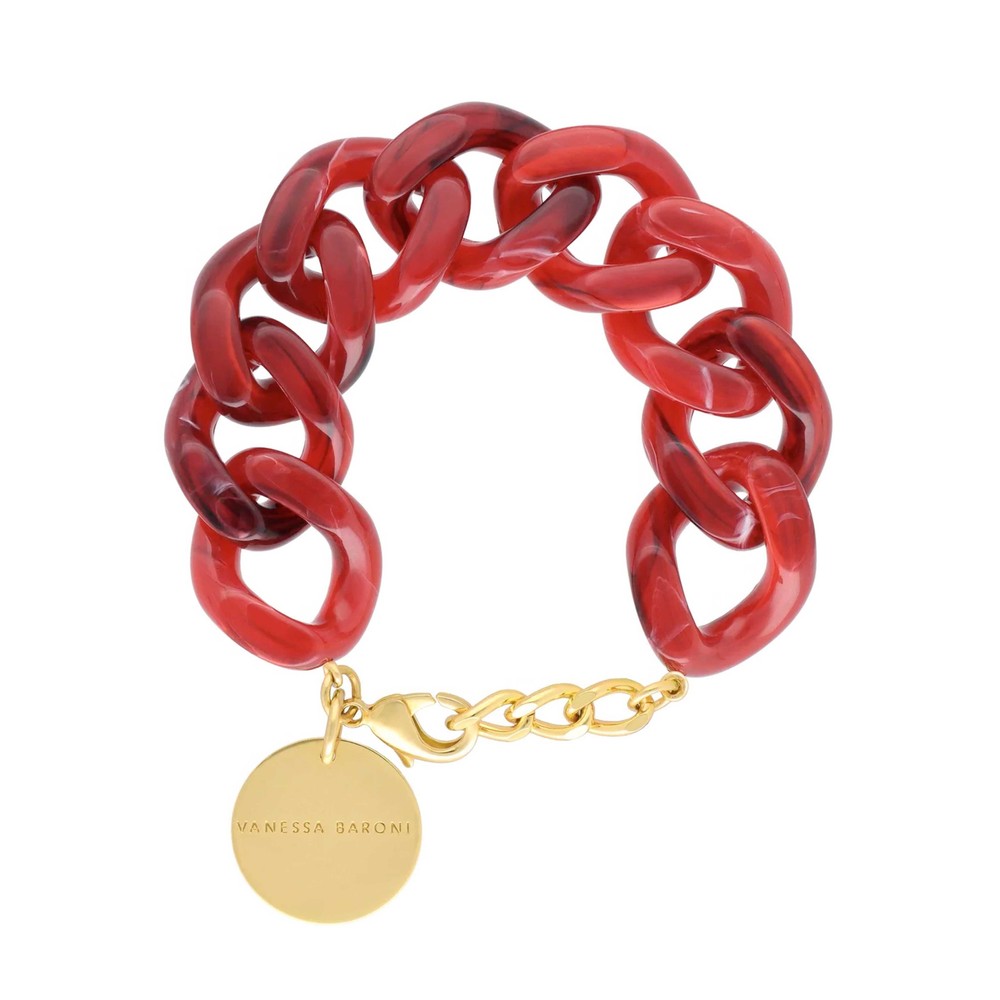 Image of Flat Chain Bracelet - Red Marble