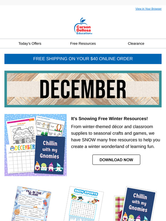 Carson-Dellosa Education: Free Resources You'll Fa La La La LOVE 🎁 | Milled