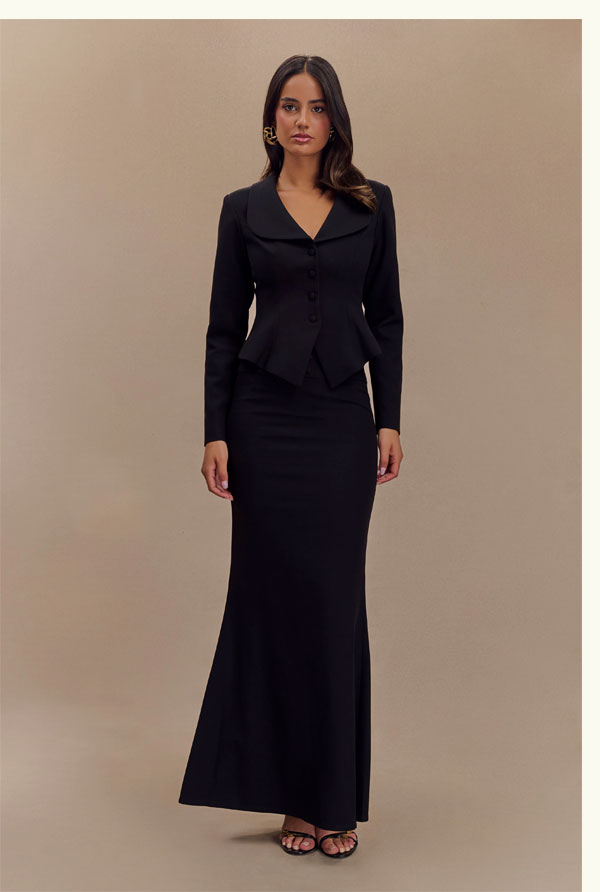 Gracia Suiting Long Sleeve Blazer - Black
