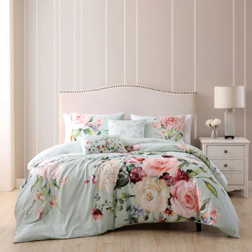 Bebejan Rose on Misty Green 5 Piece Reversible Comforter Set