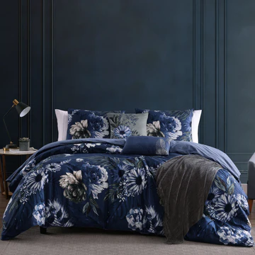 Bebejan Delphine Blue 5 Piece Reversible Comforter Set