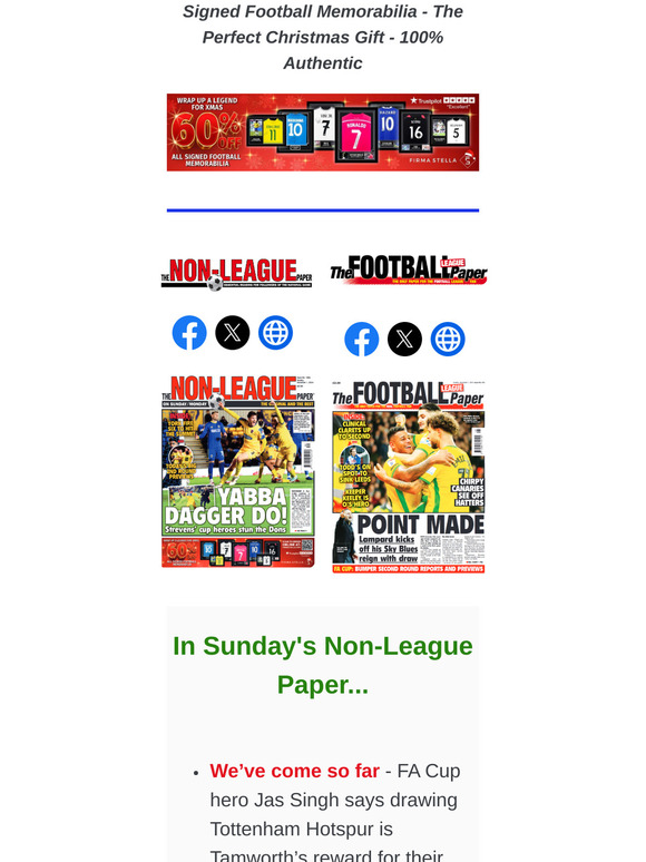 IN SUNDAY'S PAPERS > NLP: Drawing Spurs is Tamworth’s reward  // FLP: Player profile with Bristol City's Anis Mehmeti / Accrington facing Liverpool in the FA Cup / Late Tackle Magazine: New Issue