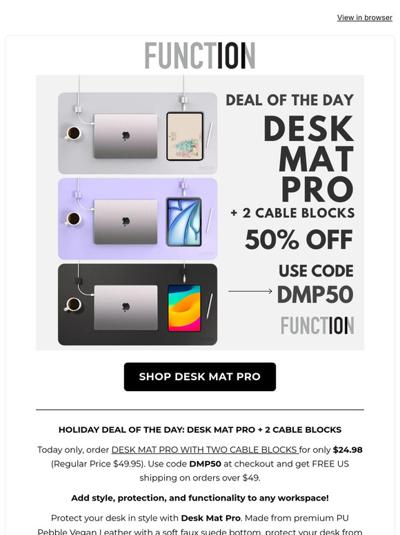 Holiday Deal of the Day: 50% Off Desk Mat Pro