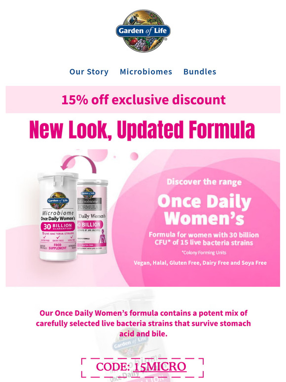 Discover the new look of Microbiome Once Daily Women's