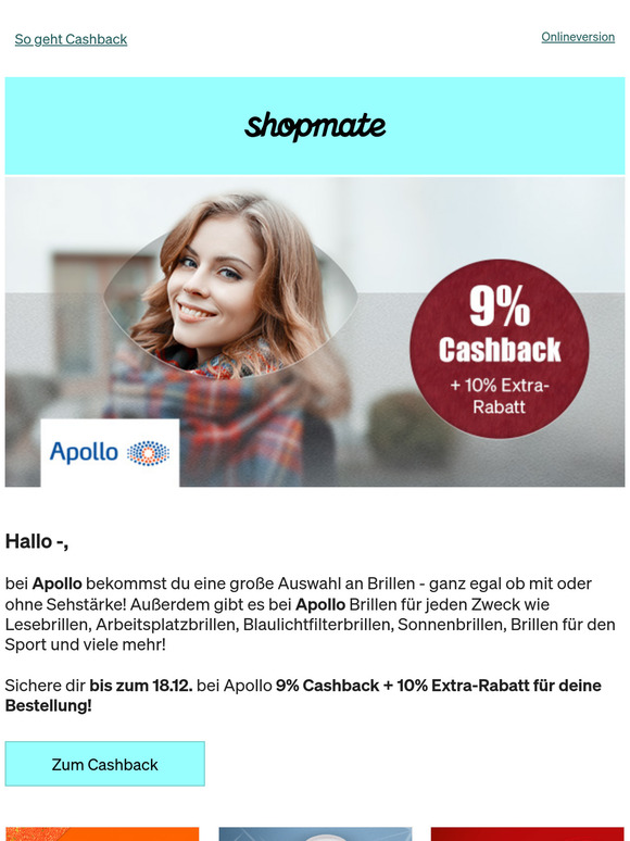 9% Cashback bei Apollo