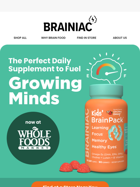 Brainiac® Kids’ BrainPack Now at Whole Foods!