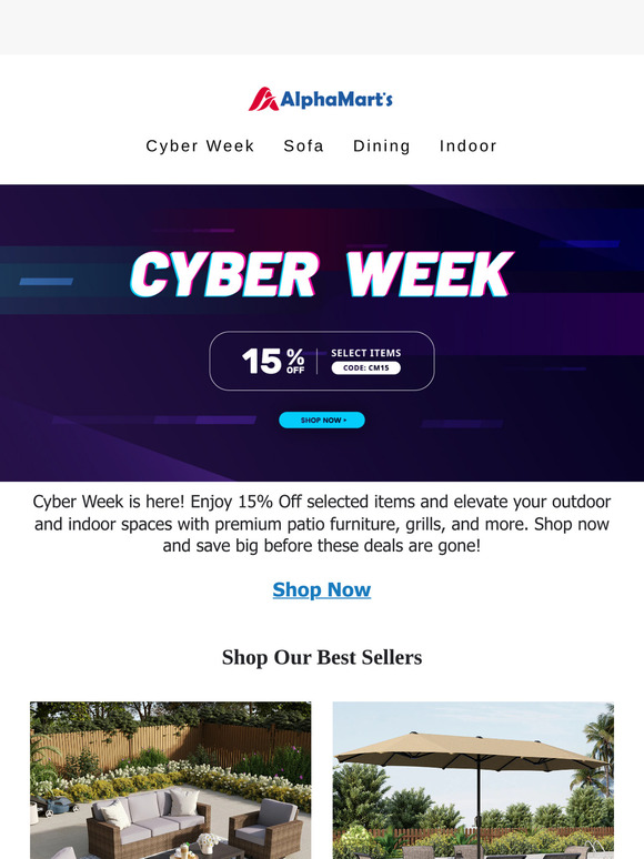 ⏳ Cyber Week Sales: 15% OFF Selected Items!