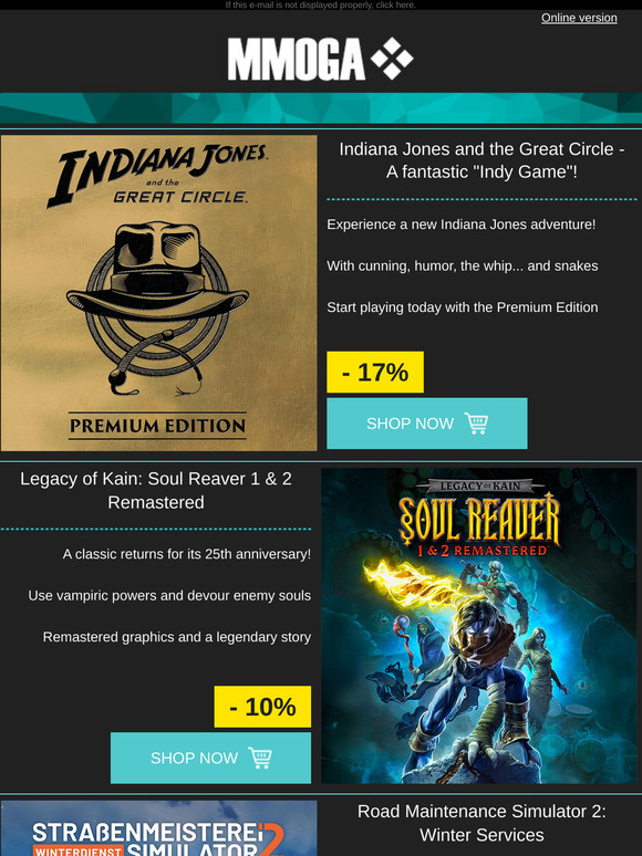 MMOGA - Indiana Jones and the Great Circle! Legacy of Kain Soul Reaver 1&2 Remastered! Road Maintenance Simulator 2: Winter Services!