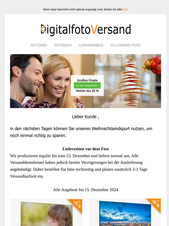 Großes Finale & Lieferzeiten vor dem Fest
