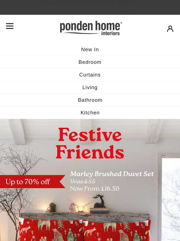 Festive Friends...Up To 70% Off Bedding...