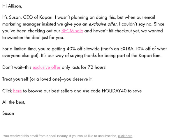 40% off for 72 hours 💌