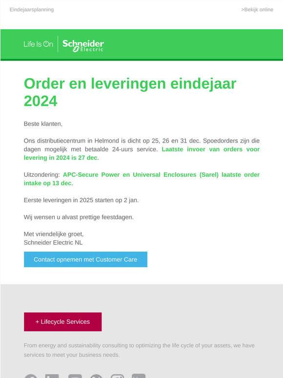 Eindejaarssluiting en -levering