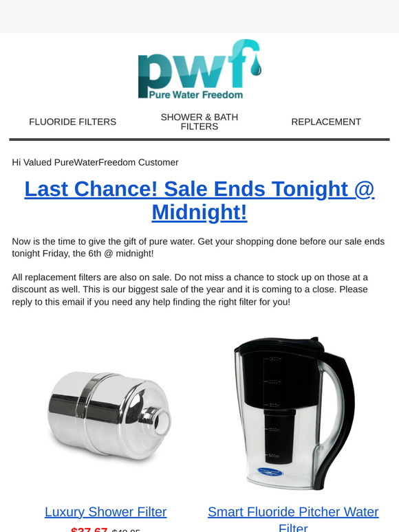 Last Chance! Water Filter Sale Ending Tonight!⏰🎄
