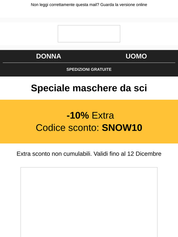 ❄️ Speciale neve -10% Extra su maschere e caschi da neve