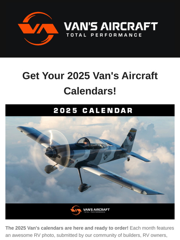 Van's Aircraft The 2025 Van's Aircraft Calendars Are Here! Milled