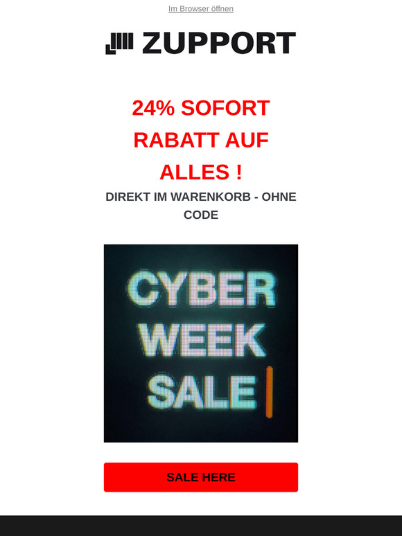 Schnappe dir 24% Rabatt: CYBER WEEK SALE