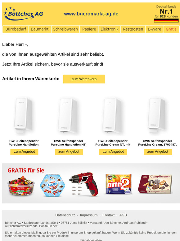 Herr — ★ Ihr Warenkorb wartet auf Sie ★