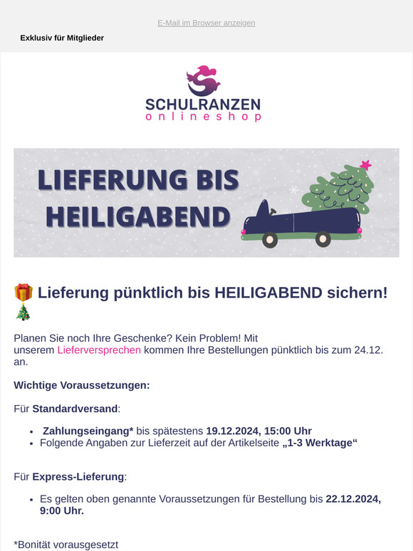 🎁 Lieferung pünktlich bis Weihnachten sichern! 🎄