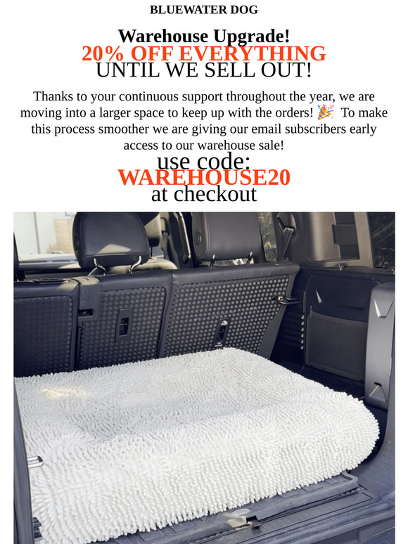 Warehouse Upgrade! 20% OFF everything until we sell out! 🎉