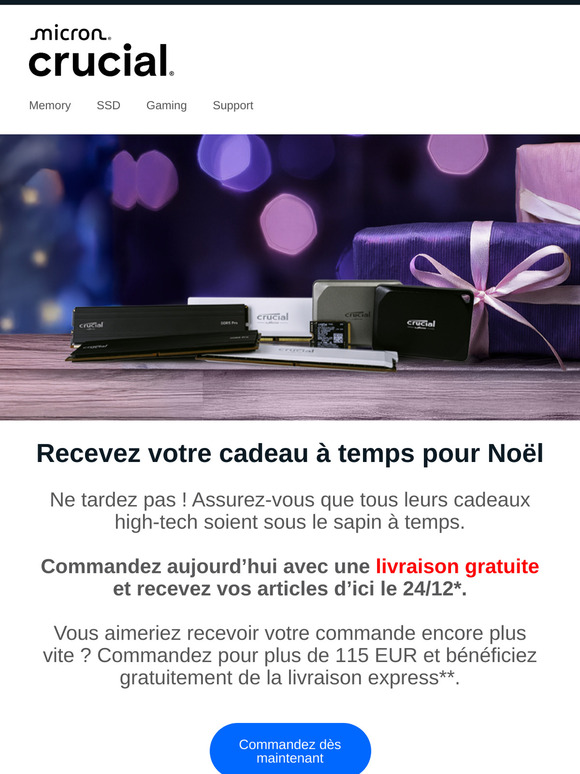 Dernier jour pour commander avec livraison gratuite