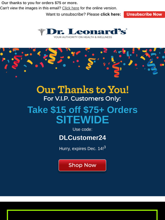 V.I.P. Customers Only! $15 Off with Code DLCustomer24