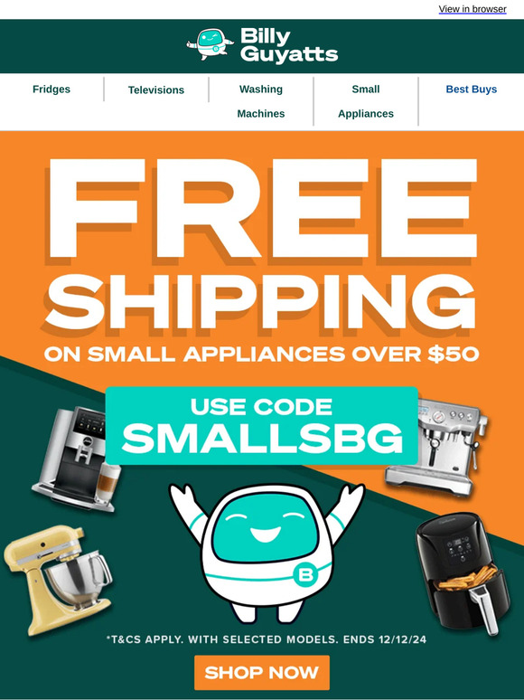 FREE SHIPPING on Small Appliances!* ON NOW!🚚🛍️