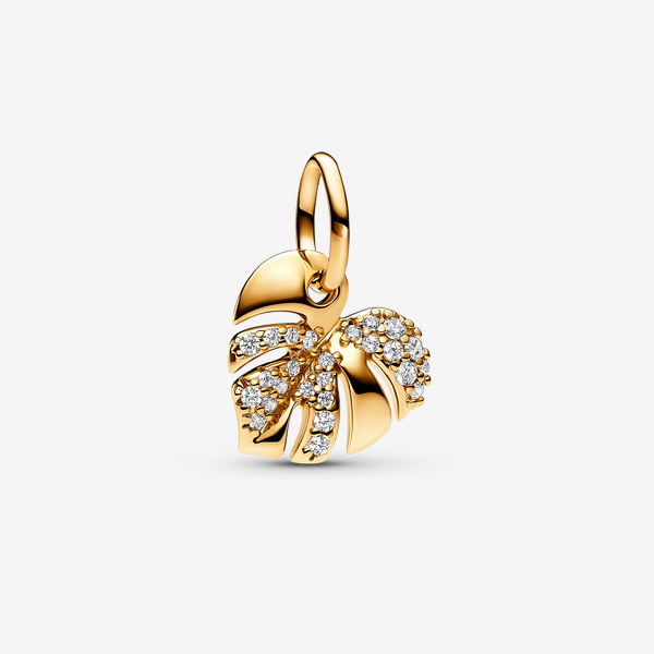 Charm Pendente Foglia di Monstera Scintillante
