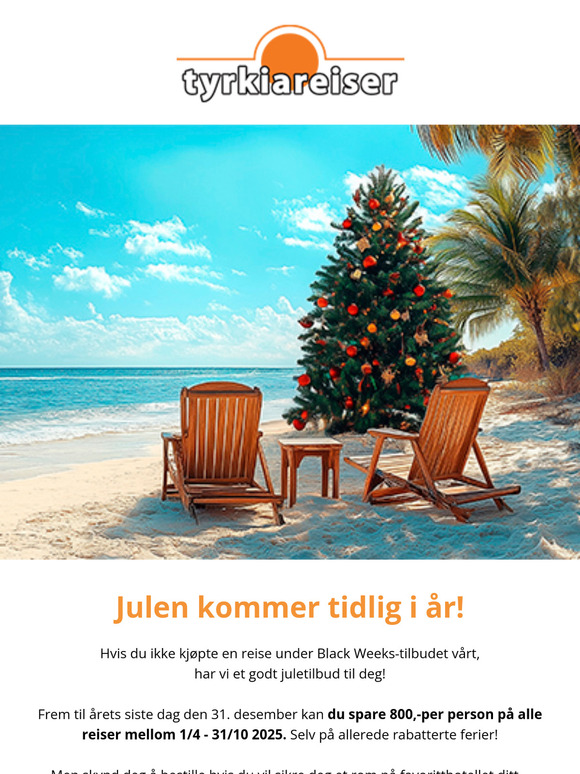 En ekstra julegave! Spar 800,- p.p