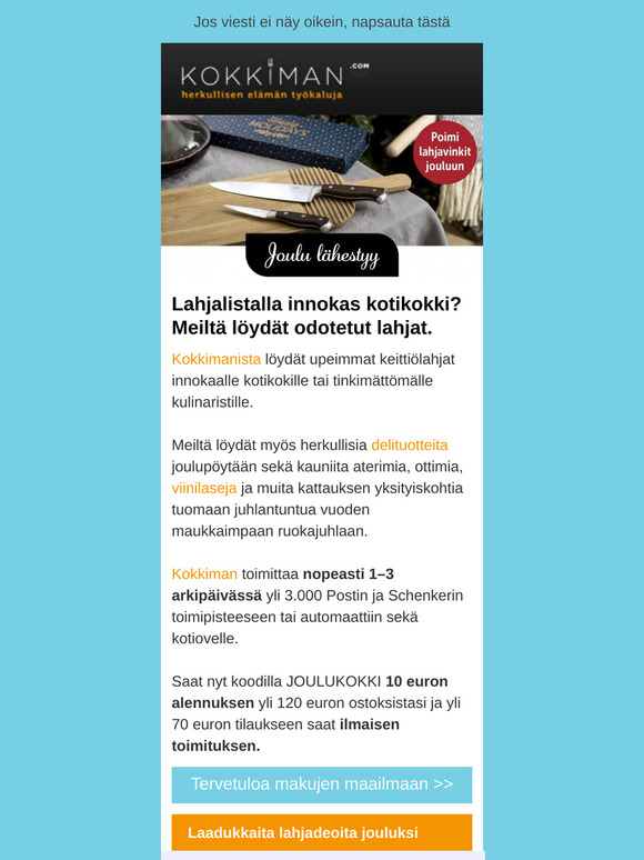 Laadukkaimmat ja toivotuimmat keittiölahjat nopealla toimituksella