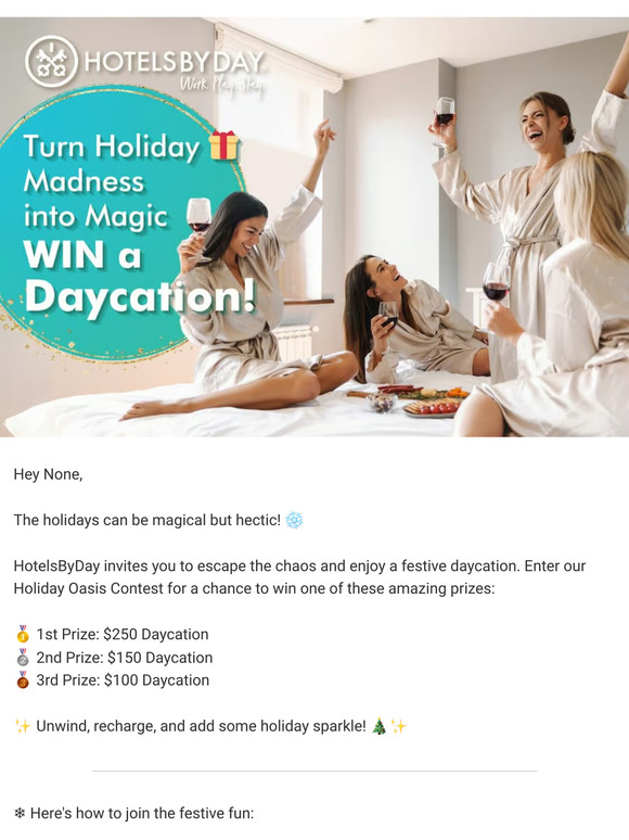 🎁 Win a Daycation on Us - Relax, Recharge, & Celebrate!