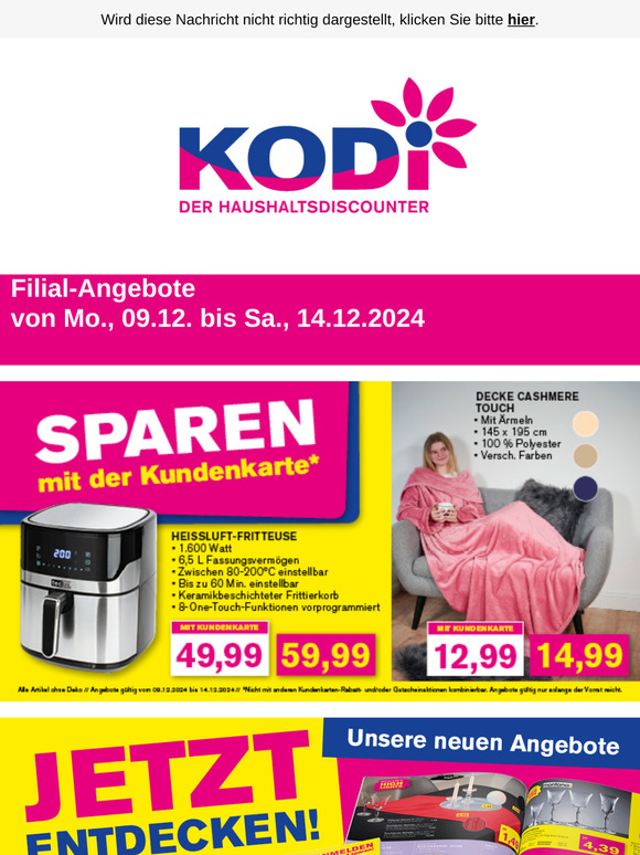 KODi-Angebote ab 09.12. - z.B. Raclette-Grills ab 9,99,-