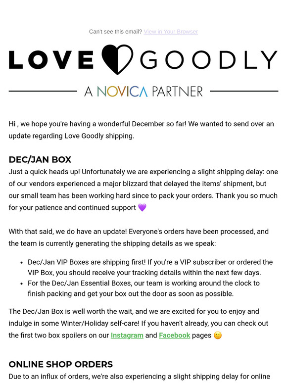 Love Goodly Shipping Announcement!