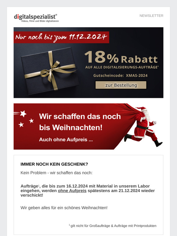 ❄❄❄ Endspurt - nur noch bis zum 11.12.24: 18% Rabatt & Lieferung vor Weihnachten ❄❄❄