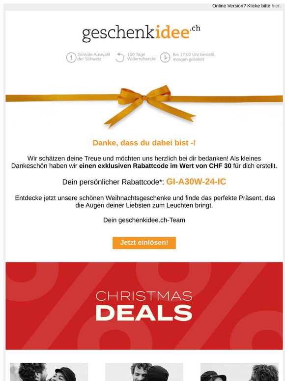 CHF 30 geschenkt - nur für Dich!🎁