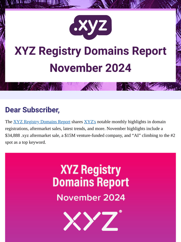 Unlock the XYZ Registry November Domains Report