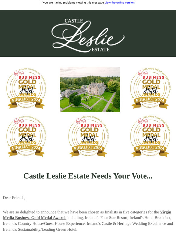 Castle Leslie Estate Needs Your Vote.