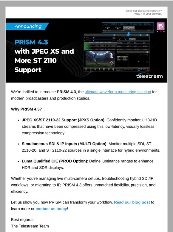 Introducing PRISM 4.3 – Next-Level Waveform Monitoring for Live Production